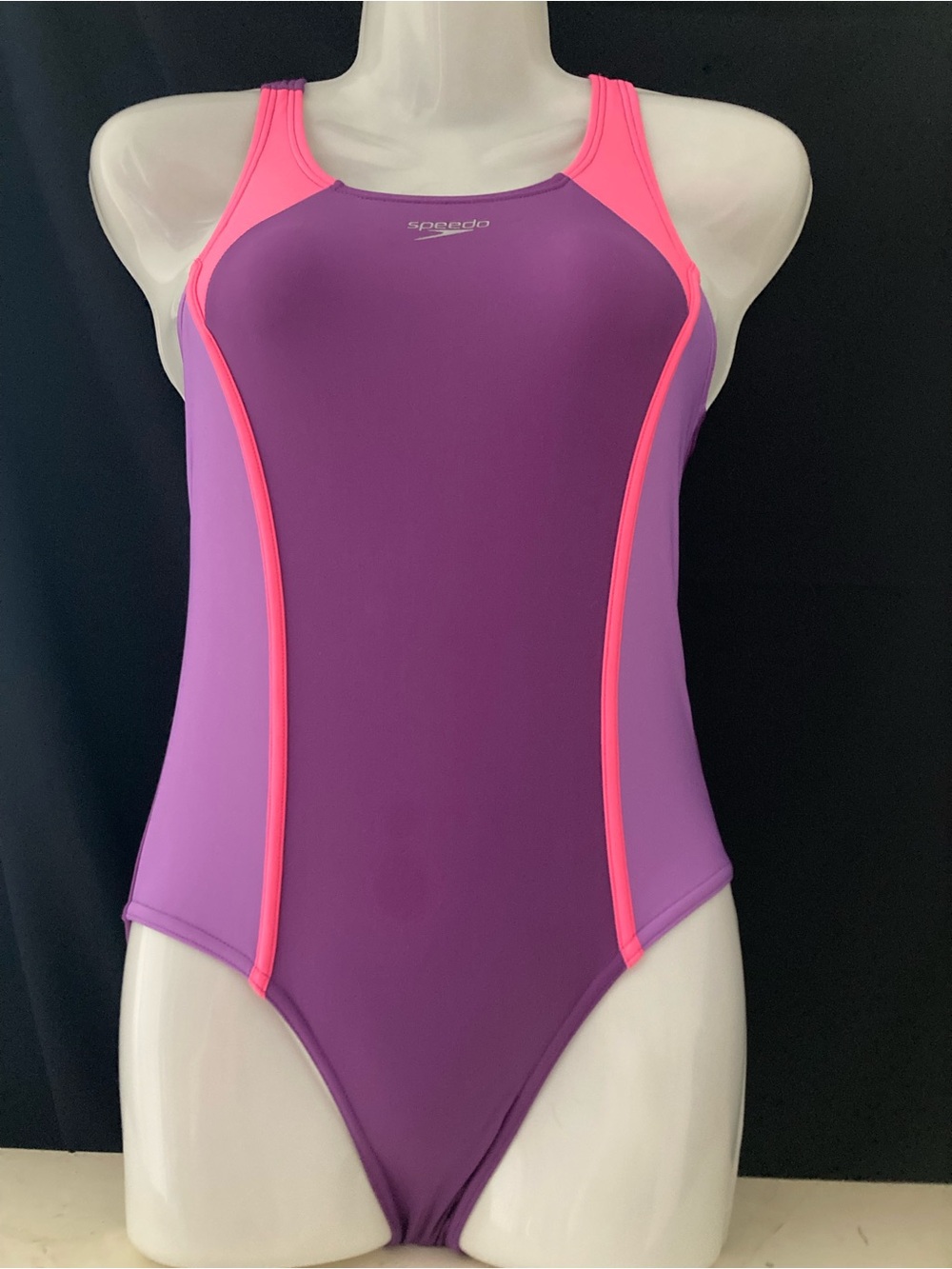 Speedo One Piece Swimsuit Purple Pink Racerback Size 12